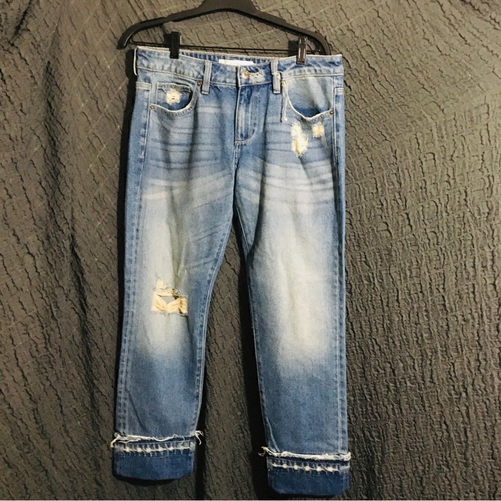 Hidden Distressed Cuffed Jeans  Size 27
